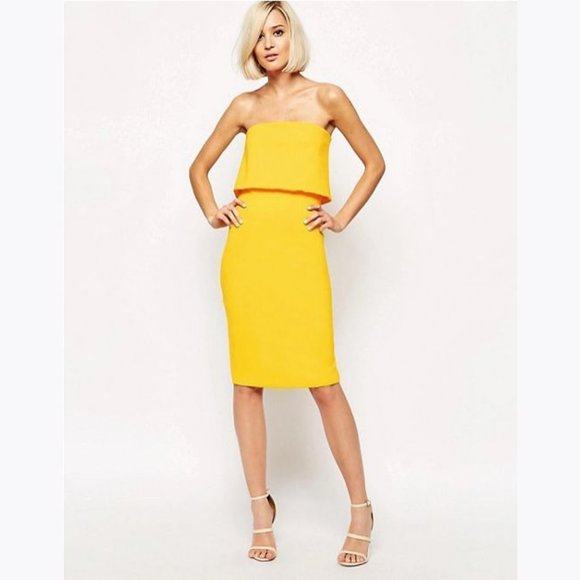 Lavish Alice Dresses & Skirts - LAVISH ALICE Yellow Bandeau Bodycon Midi Dress 6